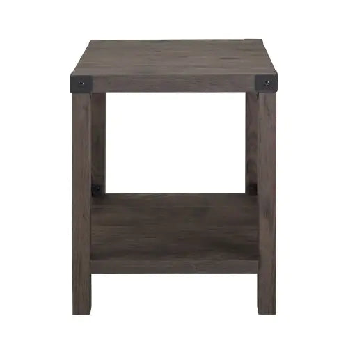 Sable Grey Small Side Table, MDF Table with Storage Shelf