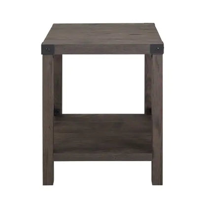 Sable Grey Small Side Table, MDF Table with Storage Shelf