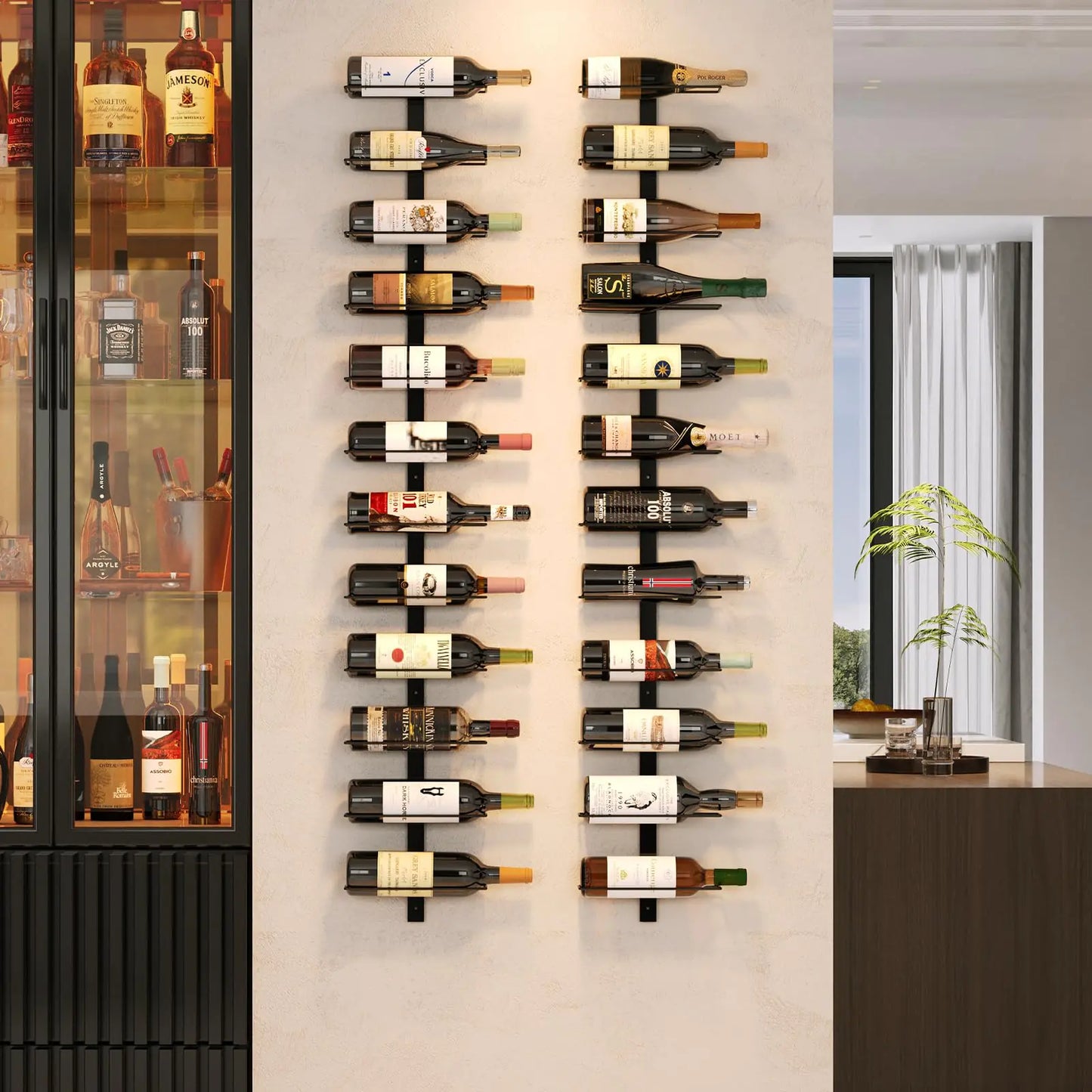 X-Cosrack 24 Bottle Wall Mounted Wine Rack, Modular Metal Display