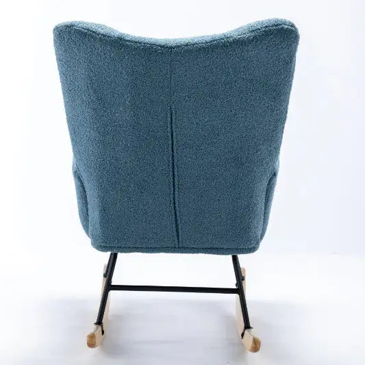 Rocking Chair With Pockets, Soft Teddy Fabric Rocking Chair For Nursery, Comfortable Wingback Golider Rocking Chair