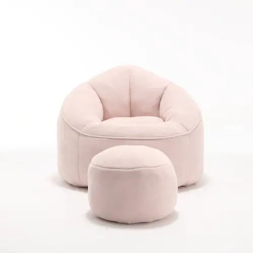 Pink Bean Bag Sofa Chair with Footrest