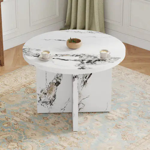Round Dining Table 42” White MDF Pedestal Base