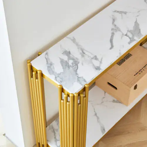 2 Tier Modern Rectangular Marble Coffee Table