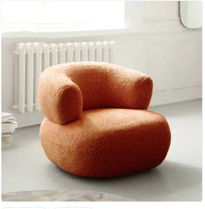 Modern Upholstered Accent Chair, White Lambswool Single Sofa Chair