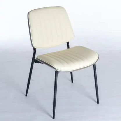 Set of 2 Mid Century Dining Chairs, Beige Faux Leather Dining Chairs