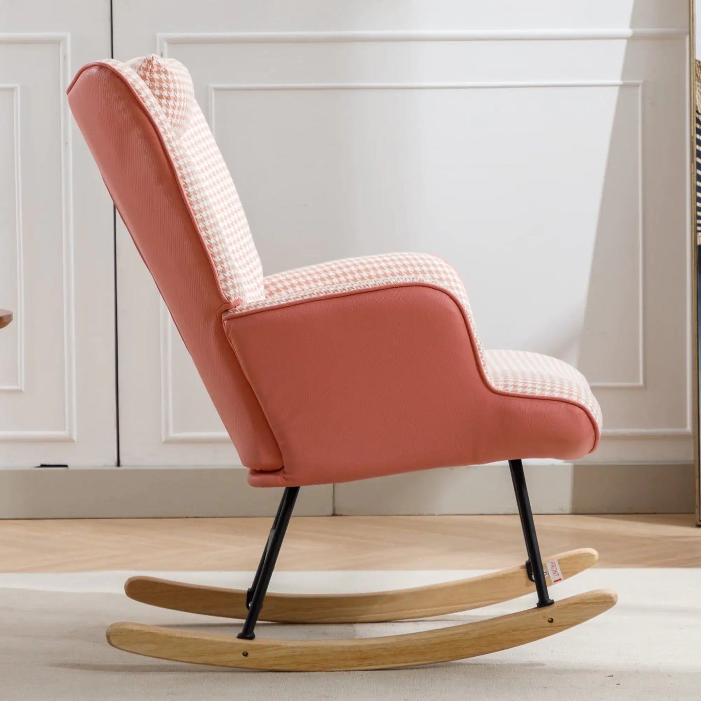 35.5 Inch Wingback Rocking Chair with Solid Wood