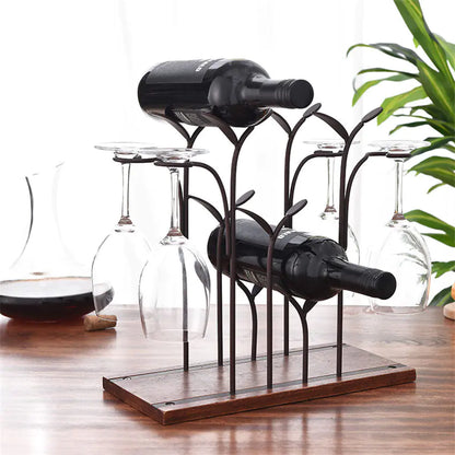 European Wood Wine Rack, Vintage Countertop Wine Holder for Home Bar