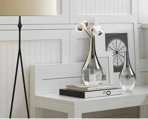 Silver Plated Glass Flower Vase Modern Minimalist