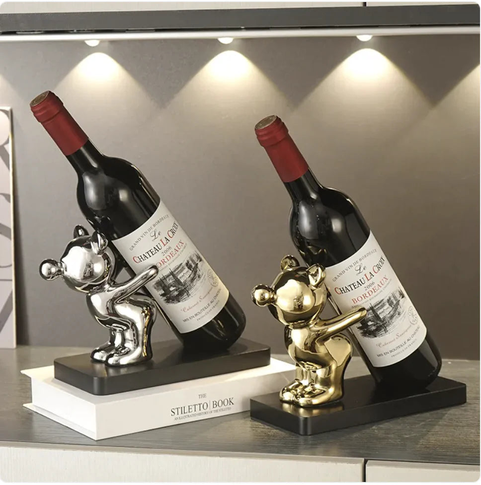Luxury Bear Ceramic Wine Rack, Decorative Wine Holder