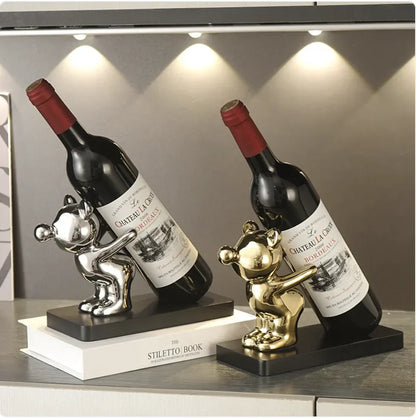 Luxury Bear Ceramic Wine Rack, Decorative Wine Holder