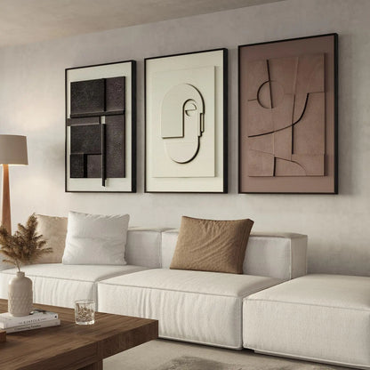 3 Piece Abstract Wall Art - 3D Textured Wall Art - Neutral Art