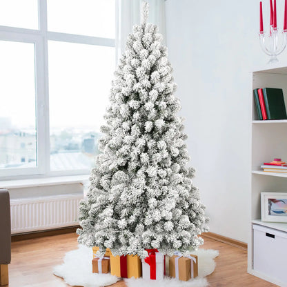 6ft Prelit Christmas Tree with Stand - Flocked Christmas Tree