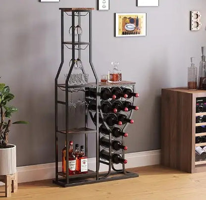 Freestanding Wine Rack, Wood Wine Storage Shelf (Holds 11 Bottles)