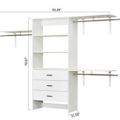 Contemporary Wardrobe, White Clothes Organizer with Shelves