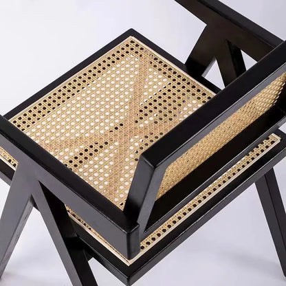 Modern Handwoven Rattan Chair, Solid Wood Chair, Japandi Decor