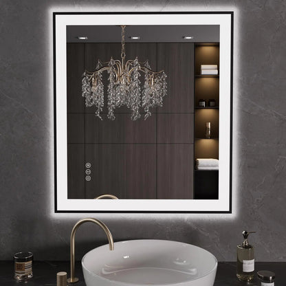 32”x36” Black Bathroom Wall Mirror - Anti-fog Bathroom Vanity Mirror