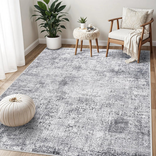 5x7 Machine Washable Area Rug Blue/Grey