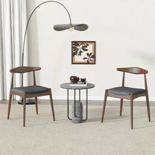 Charcoal Set of 2 Modern Dining Chairs - Mid Century Chair