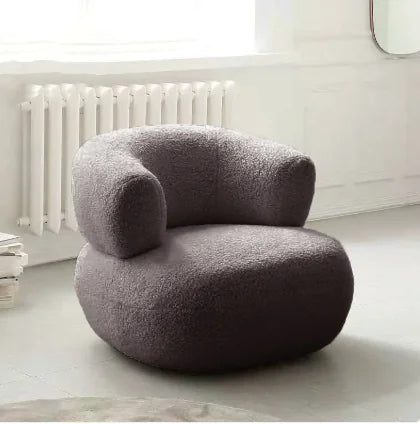 Minimalist White Lambswool Sofa Chair Single Seat