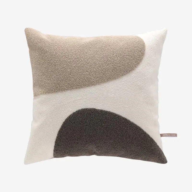 Geometric Color Block Embroidery Pillow