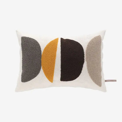 Geometric Color Block Embroidery Pillow
