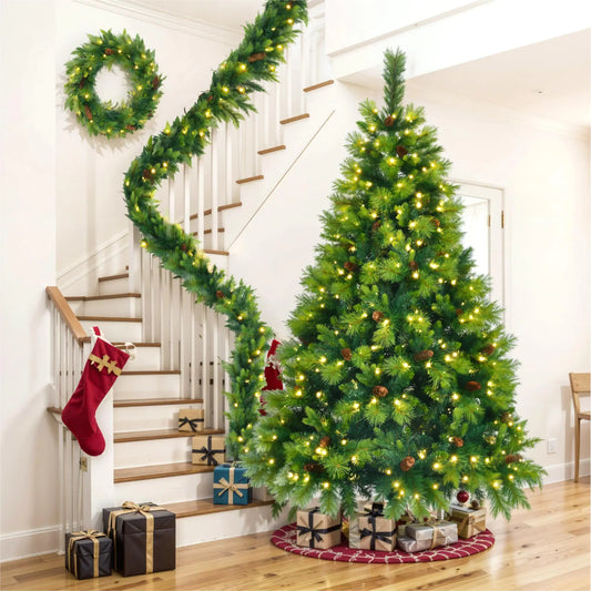 6ft Pre-Lit Pine Christmas Tree with Lights & Garland