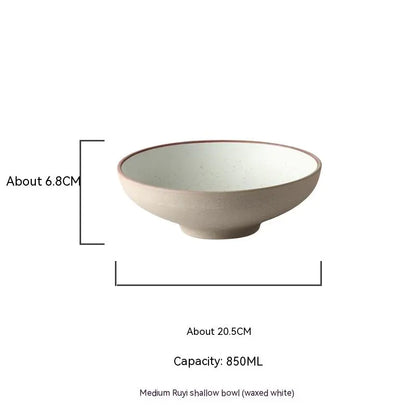 Large Porcelain Ceramic Bowl with Glaze Finish