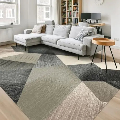 9x12 Large Area Rug - Green Geometric Washable Rug