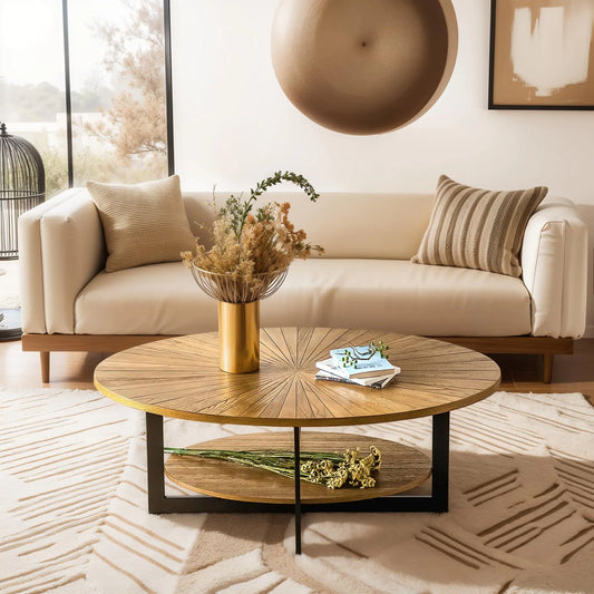 Oval Rustic Coffee Table with Storage – Espresso