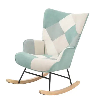 Patchwork Chair - Rocking Chair for Baby Nursery with Wood Legs