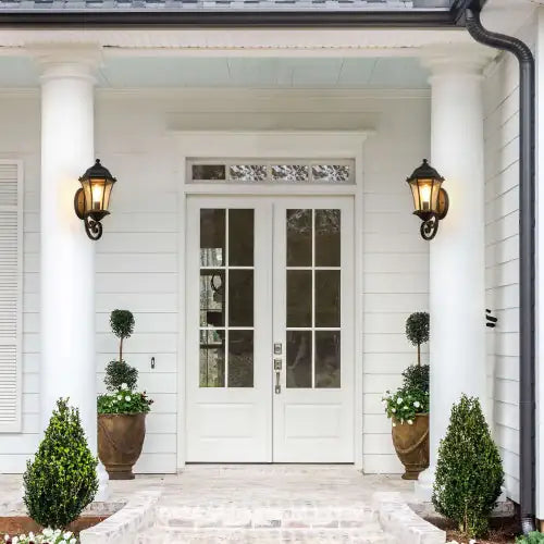 Outdoor Waterproof Wall Lights, Retro Sconce with Light Sensor, Black