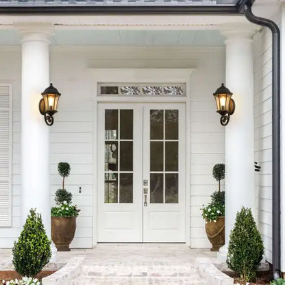 Outdoor Waterproof Wall Lights, Retro Sconce with Light Sensor, Black