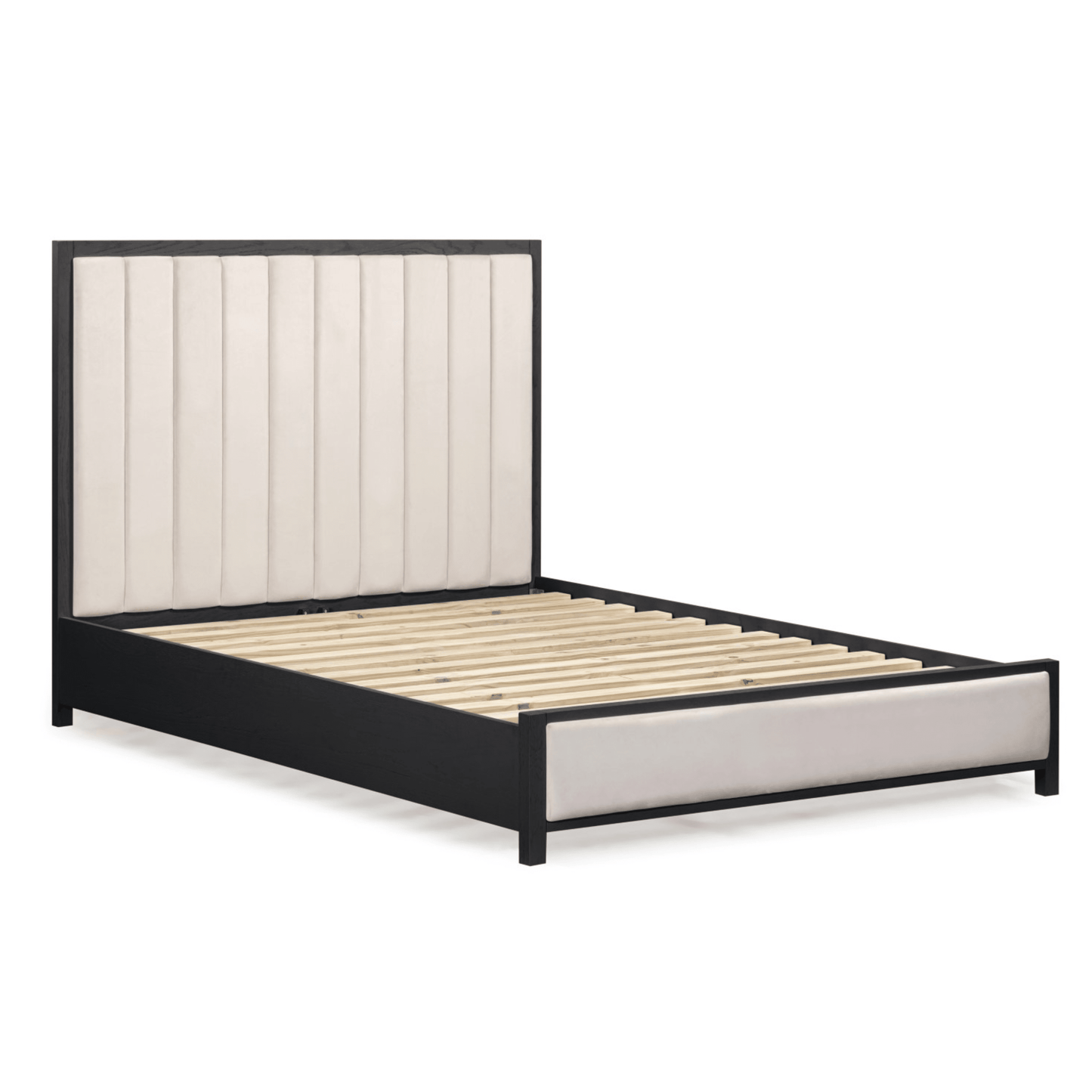 Soho Cream Velvet Bed with Black Wood Frame