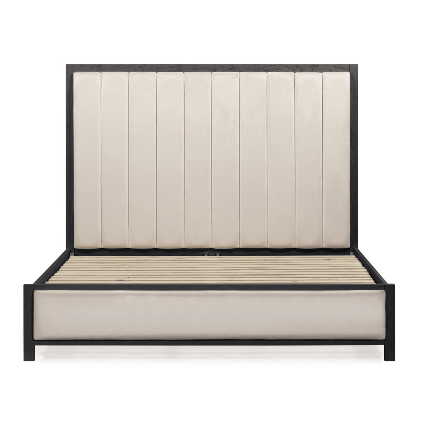 Soho Cream Velvet Bed with Black Wood Frame