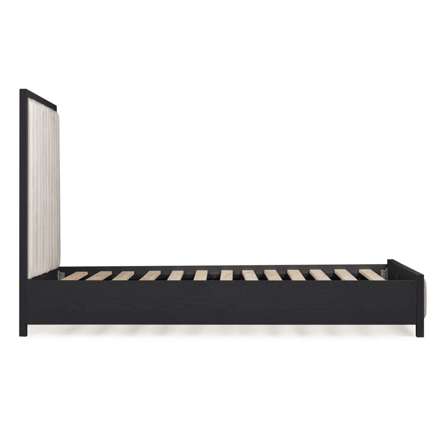 Soho Cream Velvet Bed with Black Wood Frame