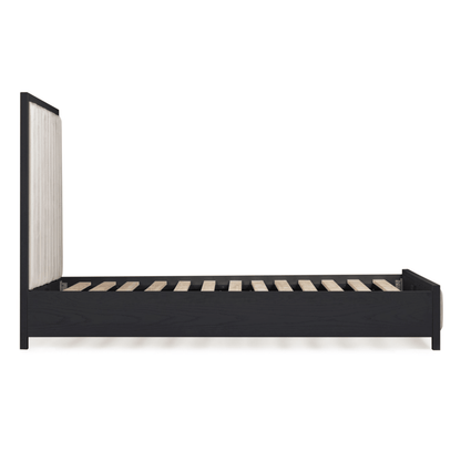 Soho Cream Velvet Bed with Black Wood Frame