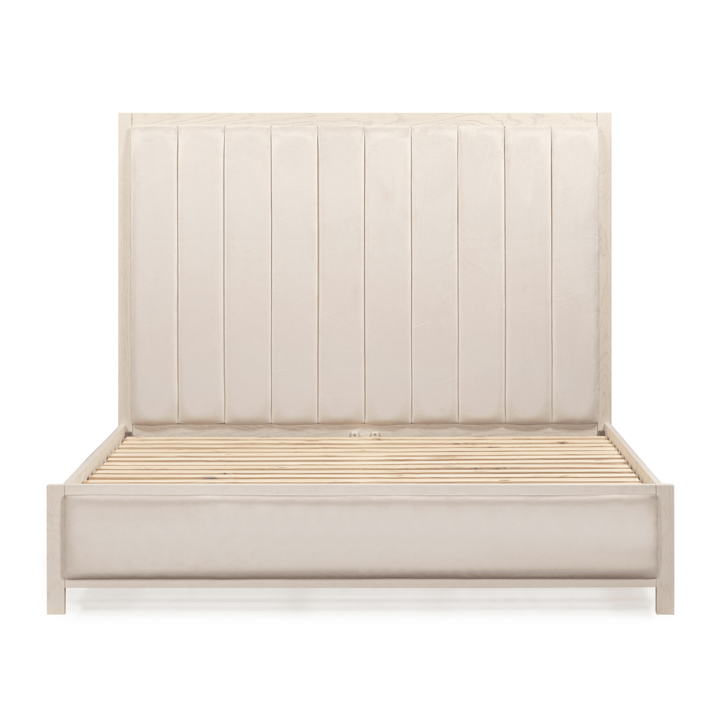 Soho Cream Velvet Bed with Cream Wood Frame