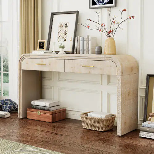 Retro Console Table with Drawers – Natural