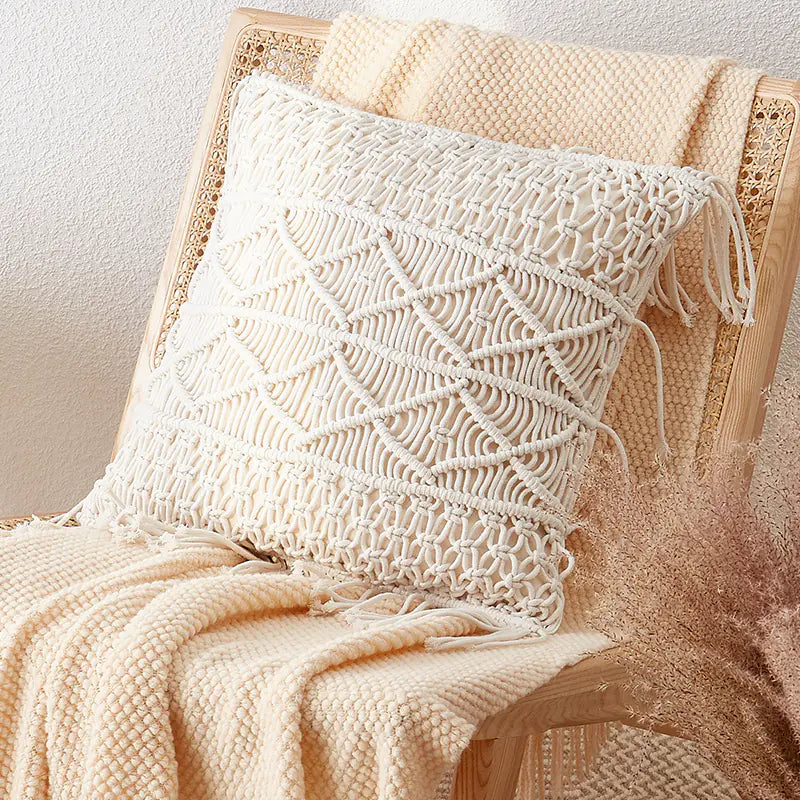 Hand Woven Bohemian Cotton Sofa Pillow Cushion