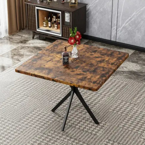 Mid-Century Square Dining Table with Metal Legs