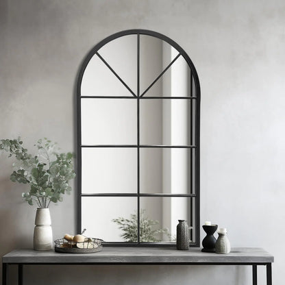 42”x24” Arched Mirror - Vanity Mirror with Black Frame - Wall Mirror
