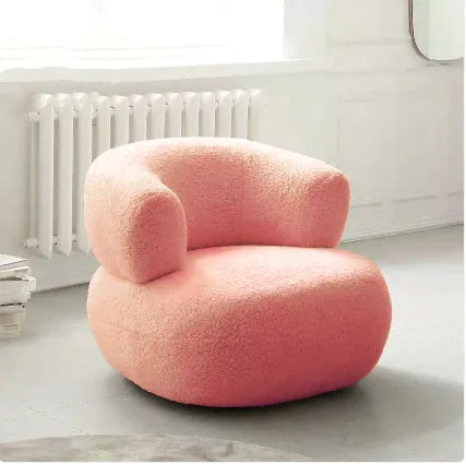 Modern Upholstered Accent Chair, White Lambswool Single Sofa Chair