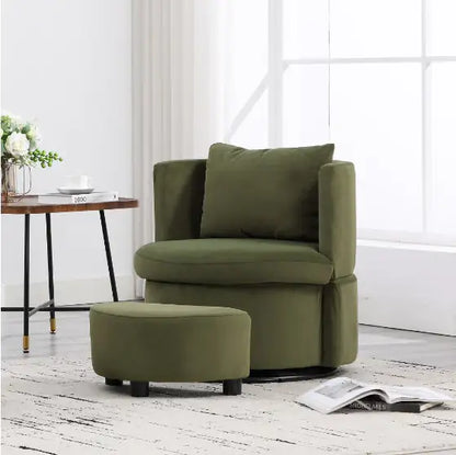 Upholstered Bucket Armchair with Ottoman and Hidden Storage