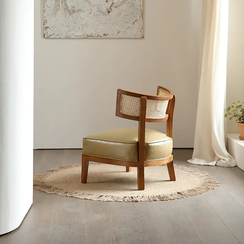 Solid Wood Rattan Single Lounge Chair