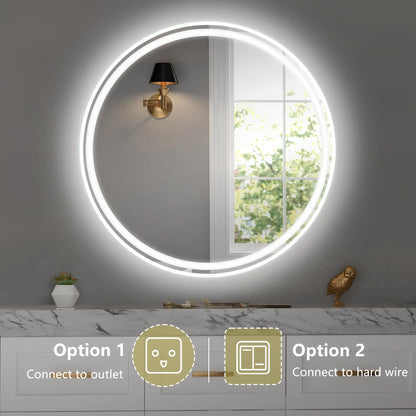 28” Round Mirror - Bathroom Wall Mirror with LED Lights