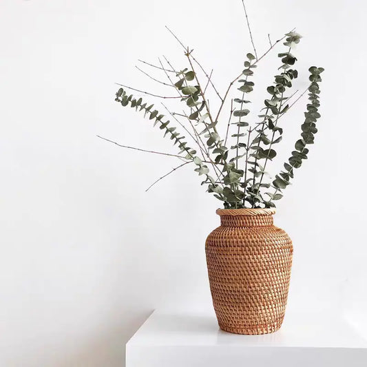 Vietnamese Handwoven Rattan Vase – Nordic Style