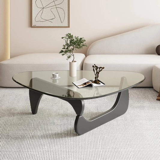 Mid-Century Triangle Glass Coffee Table