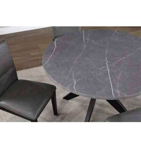 48" Round Faux Marble Dining Table – Gray