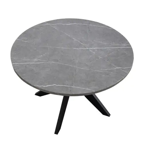 48" Round Faux Marble Dining Table – Gray