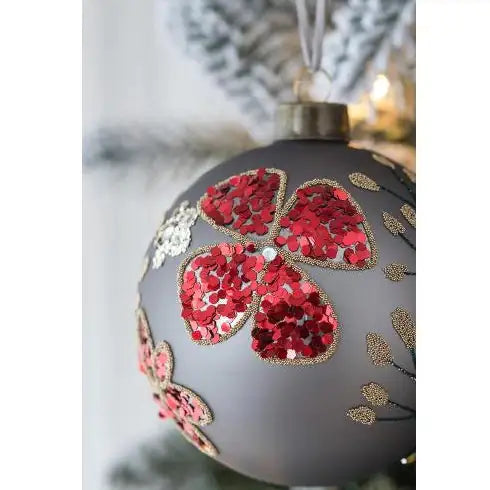 Set Of 4 Christmas Ball Ornaments, Glass Christmas Ornaments